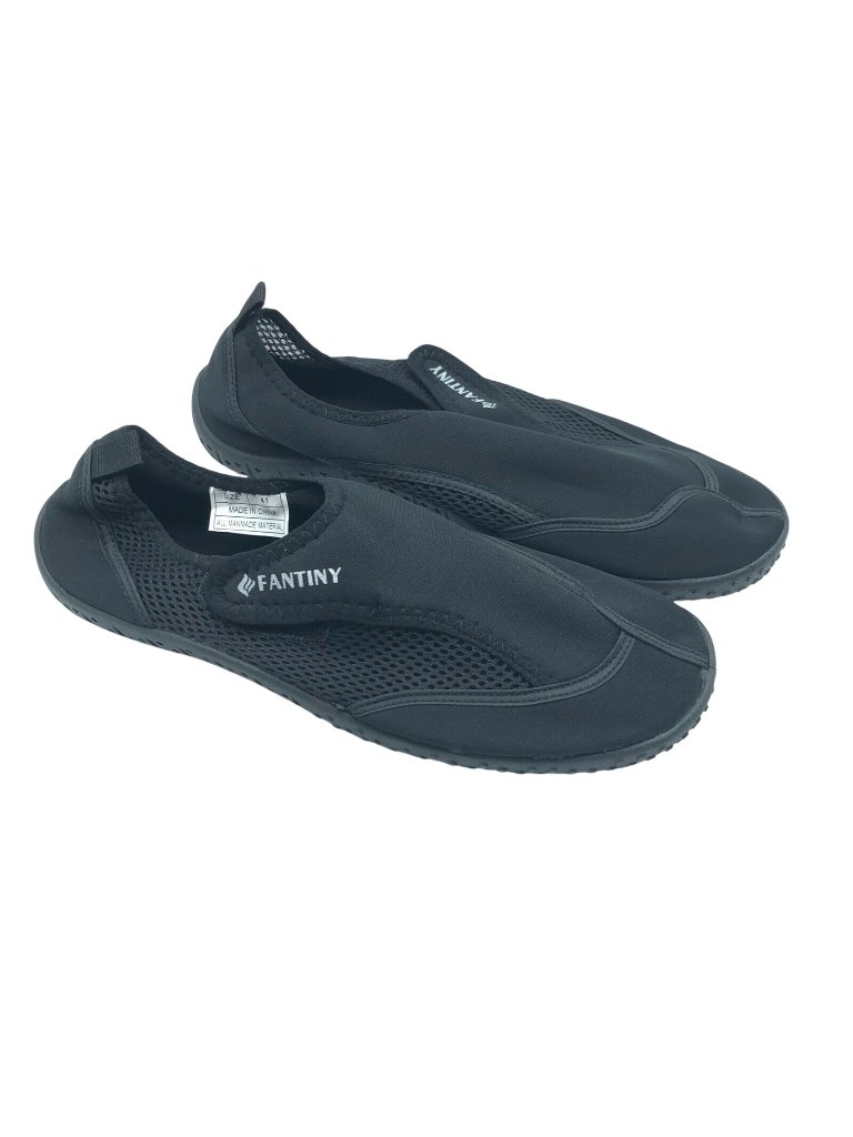 Fantiny Water Shoes Slip On Hook & Loop Fabric Stretch Black 41 Us Mens 8 Wom 10